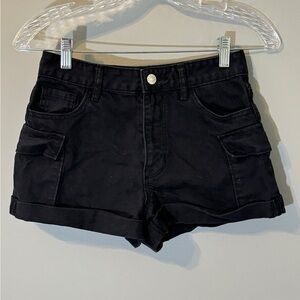 PACSUN Ultra High Rise Cargo Black Denim Shorts - Size 24